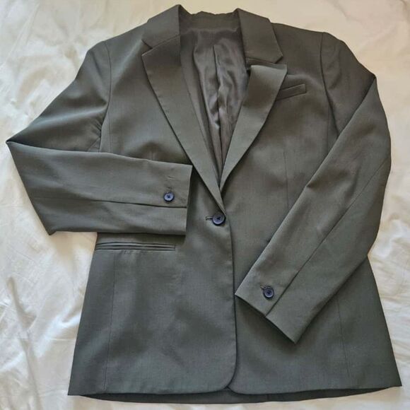 Everlane 100% Wool Olive Green Blazer Sz 2 | Preppy Minimalist Workwear - Picture 5 of 6